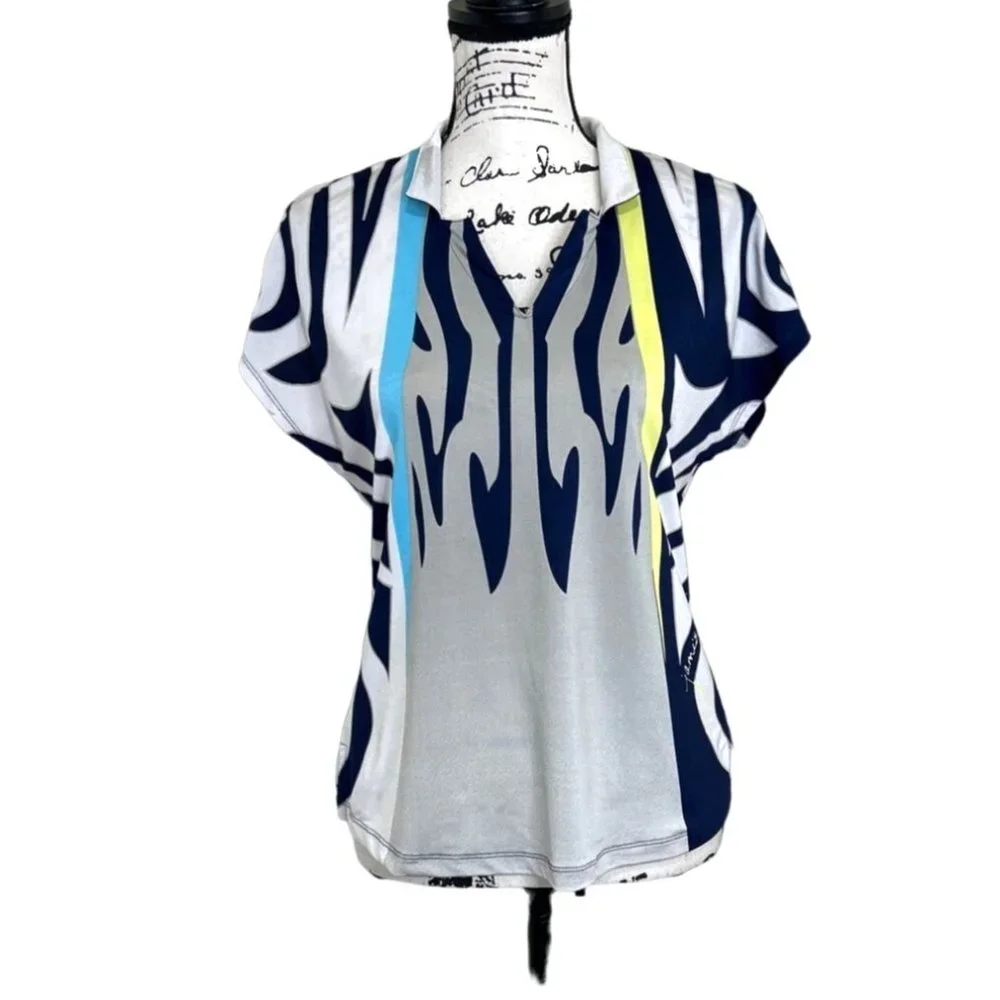 Jamie Sadock Women's Short Sleeve Top  Golf Blue White Gray Size S - Picture 3 of 6